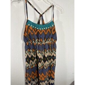 Mossimo Boho Long Strap Sun Dress Crochet small Flowy Black Blue Orange Teal